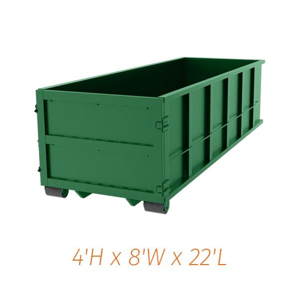 additional pickups can be requested during the rental period for 20 yard dumpsters